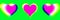 Lovely hot violet pink hearts with wind glitch blurred effect on lime green panoramic banner.