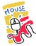 Lovely illustration of a computer mouse with typography, graffiti and bold line art. Aesthetic painting with strong color. Artwork