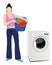 Lovely lady with washing machine