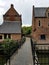 Lovely Leuven view with tiny bridge and channel