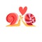 Lovely loving snails with a heart