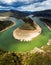 The lovely meanders of Arda in Bulgaria shot from above with a drone, HDR image.