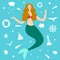 Lovely mermaid with decorative elements on background