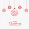 Lovely merry christmas white card with red snowflakes balls