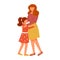Lovely mom with daughter flat vector illustration