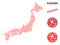 Lovely Mosaic Map of Japan and Grunge Stamps for Valentines