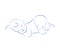 Lovely Newborn Sleeping Vector. Cute Little Sleeping Child. Contour Sketch, Hand Drawn.
