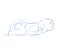 Lovely Newborn Sleeping Vector. Cute Little Sleeping Child. Contour Sketch, Hand Drawn.