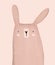 Lovely Nursery Art with Funny Big Brown Rabbit on a Pastel Pink Background.