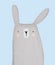 Lovely Nursery Art with Funny Big Gray Rabbit on a Pastel Blue Background.