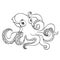 Lovely octopus contour line on white