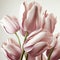 Lovely pale pink powdery tulips isolated on white. Beautiful floral spring background, wallpaper