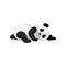 Lovely panda lying on the ground. Black and white bamboo bear. Tropical mammal animal. Flat vector icon