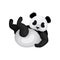 Lovely panda lying on his back with paws up. Black and white bamboo bear with shiny eyes. Flat vector icon