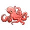 Lovely pink octopus contour line on white