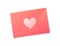 Lovely pink Valentine romantic envelope on white