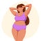 Lovely plump woman in a swimsuit. Body positivity concept. Illustration vector