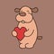 Lovely puppy for the day of St. Valentine with heart color