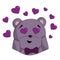 Lovely purple teddy bear with a crimson bow