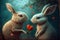 Lovely rabbit holds love heart. Generative AI