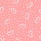 Lovely romantic seamless pattern. Repeated hearts and round dots drawn by hand.