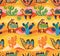 Lovely seamless pattern with camels, desert and cactuses in tribal style