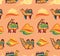 Lovely seamless pattern with camels, desert and hills in tribal style