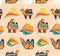 Lovely seamless pattern with camels, desert and hills in tribal style