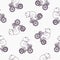 Lovely seamless pattern with funny cartoon bear wearing dotted bow tie and riding bicycle with basket full of tulip