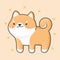 Lovely shiba inu dog cartoon hand drawn style