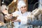 Lovely shopgirl working in bakery