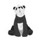 Lovely Sitting Panda Bear, Cute Funny Wild Animal Cartoon Style Vector Illustration on White Background