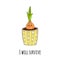 Lovely smiling houseplant in a hand-drawn style. Inspirational inscription I will survive.