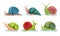 Lovely Snails Crawling In Different Directions Vector Illustrations