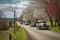 lovely spring day, with vintage vehicles on a scenic country road