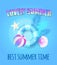 Lovely Summertime Banner Vector Lifebuoy and Ball