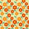 Lovely and sweet flower and green leaves on vivid retro tone background. Seamless pattern vector.