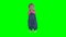 Lovely toddler child clap hands and run away isolated on green even background