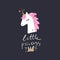 Lovely unicorn, baby stylish illustration, unique print for posters, cards, mugs, clothes and stationery