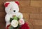 Lovely valentine rose and bear with vintage style