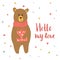 Lovely Valentines day gift card with heart , bear and lettering