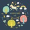Lovely vector collection set with cute unicorns.