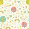 Lovely vector seamless pattern with cute unicorns.