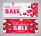 Lovely Vector Valentines Sale Banners with Paper Style Hearts