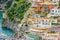 Lovely View from the Cliffside Village Positano, province of Salerno, the region of Campania, Amalfi Coast, Costiera Amalfitana, I