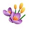 Lovely violet crocus in spring 3d icon illustration logo isolated background transparent png. Generative ai