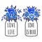 Lovely watercolor flower blue vase