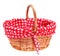 Lovely wicker basket with red white plaid lining