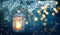 Lovely Winter Christmas Background with Burning Lamp