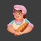 Lovely woman baker with baguette. Vector illustration.